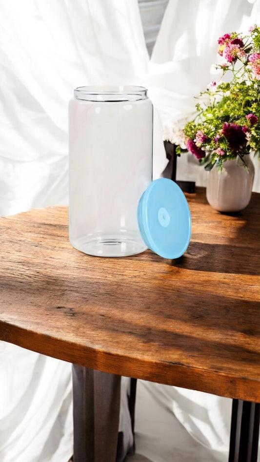 16oz Clear Acrylic Tumblers With Coloured Lids.